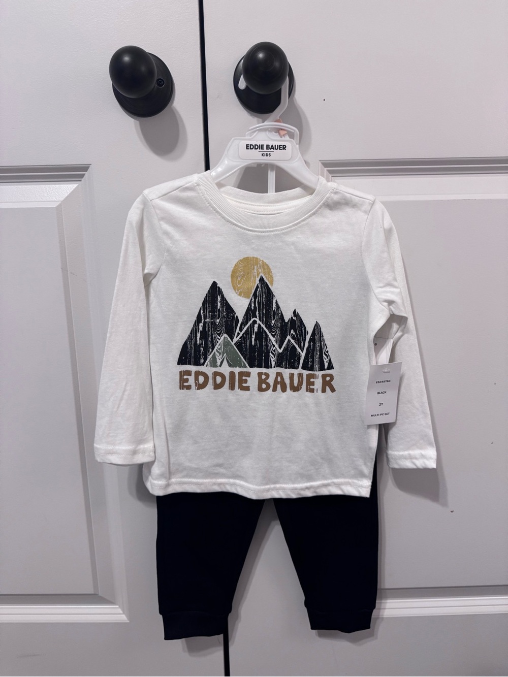 Eddie Bauer White Long Sleeve Tee with Mountain Graphic